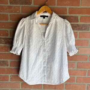 Tommy Hilfiger White cotton Textured eyelet Blouse